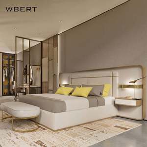 WBERT Lit double en bois massif moderne de luxe Creative LED Dossier Up-Holstered Master Bedroom Lampadaire de meubles haut de gamme - Product Image 2