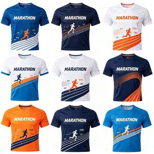 เสื้อยืดวิ่งมาราธอนผู้ชาย แขนสั้น แห้งเร็ว ดีไซน์สปอร์ต พิมพ์ลายแบบซับลิเมชั่น คอกลม ทรงปกติ ผ้าโพลีเอสเตอร์ถัก - Product Image 1
