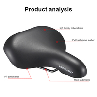 KEREACHY Selle de vélo de montagne personnalisée, durable, imperméable, de sécurité, avec coussin de massage, large et épais en PVC, ventilée