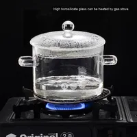 Marmites à soupe classiques en verre borosilicate épais à double anse avec couvercles, compatibles micro-ondes, résistantes à la chaleur, lavables au lave-vaisselle