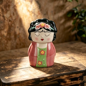 Tazza da Caffè in Ceramica Stile <span class=keywords><strong>Frida</strong></span> <span class=keywords><strong>Kahlo</strong></span> con Fascia Floreale e Manico Verde, Tazza Artistica Originale per Casa, Ufficio, Regalo - Product Image 4