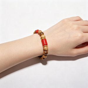 Bracelet vintage bouddhiste en bois d'agar naturel et cinabre, perles en forme de papillon, cadeau unisexe pour l'exorcisme et la protection contre le mal - Product Image 2