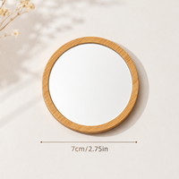 Petit miroir rond en bois, miroir de poche portable HD, mini miroir de maquillage en bois, miroir de poche personnalisé en bambou, miroir compact