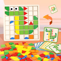 Mosaik 3D stereoskopik Puzzle mainan kayu anak edukasi dini pintar blok bangunan kelas meja permainan grosir