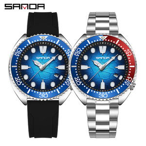 Reloj de Pulsera de Cuarzo para Hombre Sanda 9120, Estilo Casual de Negocios, Minimalista, con Esfera Luminosa, Calendario, Resistente al Agua y Bisel Giratorio - Product Image 1