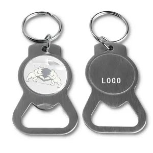 Personalized custom wine corkscrew metal engravable stainless steel beer bottle opener with keyring