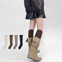 Chaussettes de créateur en laine/acrylique pour femme 2026 – Modèle ajouré vintage, chaudes, douces, confortables et respirantes pour l'hiver