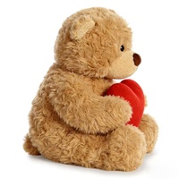 Ours en peluche mignon de dessin animé tenant un cœur, brodé, en coton PP, anti-stress, avec doublure en maille, jouet en peluche lavé pour la Fête de Thanksgiving