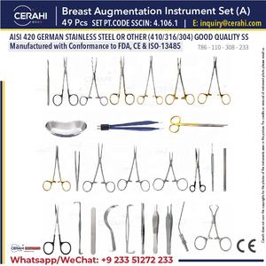 ชุดเครื่องมือผ่าตัดเสริมหน้าอกแบบแมนนวล 49 ชิ้น ผลิตจากสแตนเลส ยี่ห้อ Cerahi Industries - เครื่องมือเสริมหน้าอก ระดับคลาส I ได้รับมาตรฐาน CE - Product Image 2