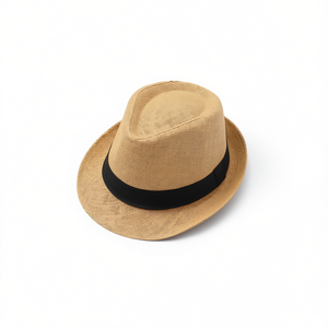 Cappello di Paglia Marrone Chiaro 57-59cm Stile Fedora per l'Estate - Product Image 1
