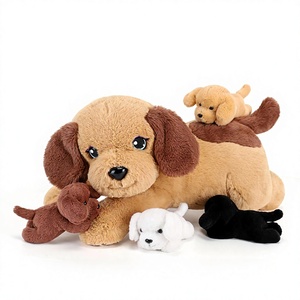 Set <span class=keywords><strong>di</strong></span> 5 Peluche Personalizzati per Cani: 1 Cagnella Madre + 4 <span class=keywords><strong>Cuccioli</strong></span>, Giocattoli Morbidi Imbottiti, Regali per Bambini - Product Image 1