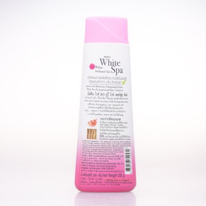 Poudre de talc de luxe Mistine White infusée aux extraits de spa, soyeuse et lisse pour le corps, 200g, parfum élégant, soin doux pour la peau, touche finale. - Product Image 2