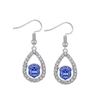 Meilleure Vente Boucles d'oreilles ZPB Zeta Phi Beta Goutte d'eau Strass Lettre Grecque Sororité Accessoire Bijoux DIY Personnalisé Vente en Gros