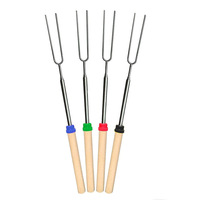 Lot de 8 brochettes extensibles pour guimauves et brochettes rétractables en acier inoxydable avec manche en bois pour le camping et le barbecue