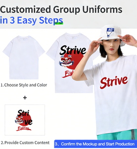 T-shirt imprimé en coton pur à col rond : Équipe, Travail, Uniformes. Logo personnalisé DIY, manches courtes, coton respirant, usage quotidien promotionnel. - Product Image 2