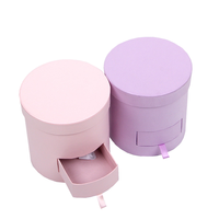Boîte à fleurs cylindrique en carton, mini-tiroir double couche, imperméable, réutilisable, haut de gamme, avec logo personnalisé, écologique, vente en gros