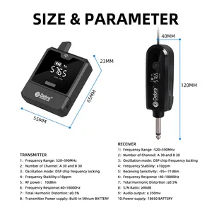 ميكروفون لاسلكي Debra Audio صغير محمول UHF مزود بميزة مراقبة الصوت لخلاطات الأصوات المسجلة والبث المباشر