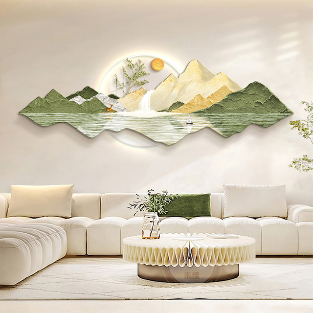 Modern Landscape UV Printing Craving Wall Art Mountains and River Home Good Decorative for Living Room Bedroom Wall Hanging Art