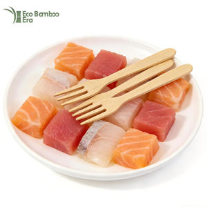 Tenedores de Bambú Ecológicos Desechables de 3 Puntas, 90mm, Biodegradables, Compostables, Aptos para Alimentos, Lisos y Pulidos, para Fiestas, <span class=keywords><strong>Descuento</strong></span> por Volumen - Product Image 1