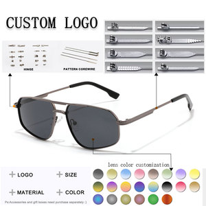 Gafas de Sol de Piloto Rectangulares Unisex, Montura Metálica, Lentes Degradados en Morado, 100% Protección UV para Adultos, para Exteriores - Product Image 2
