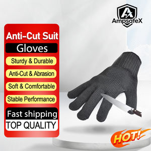 AmpsafeX Paquete de 2 Guantes Tácticos Grises de Protección Contra Cortes, Malla de Acero Inoxidable, Resistentes a Desgarros y Impactos, Guantes de Seguridad al por Mayor - Product Image 1
