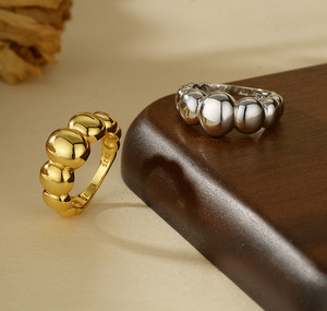 Bán Buôn Đơn Giản Đồ Trang Sức Mỹ 925 Sterling Silver 18K Vàng Dày Mịn Lồi Hình Bầu Dục Thời Trang Phổ Đồ Trang Sức Cho Nam Giới Và Phụ Nữ - Product Image 4