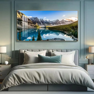 Moderne Grand Paysage Mur Toile Art Nature Photos des Alpes <span class=keywords><strong>Montagne</strong></span> Soleil Forêt et <span class=keywords><strong>Lac</strong></span> en Cristal Porcelaine Cadre - Product Image 4