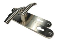 Poignée de porte et plaque frontale ovale en acier inoxydable SUS304 de conception européenne pour villa, bureau et appartement