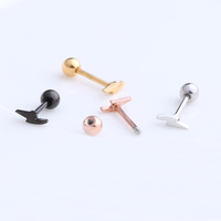Boucles d'oreilles en forme de lune, bijou lumineux, Piercing, Cartilage, vis arrière, nouveauté