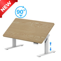 Bureau à double moteur réglable en hauteur, cadre de table pliable, table électrique à dessin rabattable à 90 degrés