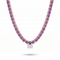 Collier tennis en zircon coloré, style européen et américain, luxueux, pour banquet, bijoux en acier inoxydable de haute qualité