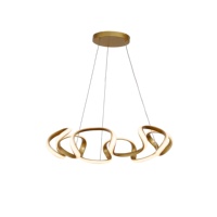 Luminaire suspendu ondulé 36W LED, protection oculaire Ra70, installation facile, diamètre central 48cm, 3000K, aluminium doré + silicone blanc, pour salle à manger/salon