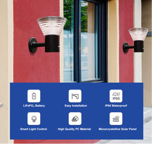 Hk Mistai capteur solaire applique murale lumières solaires extérieur étanche Ip65 6000K 2025 Led lampe à LED extérieure à énergie solaire Villa parc - Product Image 2