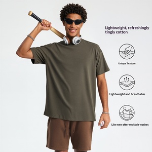 <span class=keywords><strong>Camiseta</strong></span> de Hombre de Algodón con Sensación de Lino, Transpirable, Corte Holgado, Cuello Redondo, Estilo Vintage, Manga Corta, 160G, Nueva Colección Primavera/Verano 2026 - Product Image 2