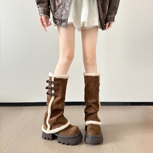 Bottes de neige d'hiver chaudes doublées de polaire, bottes hautes à bout rond et semelle épaisse, antidérapantes, pour l'extérieur - Product Image 5