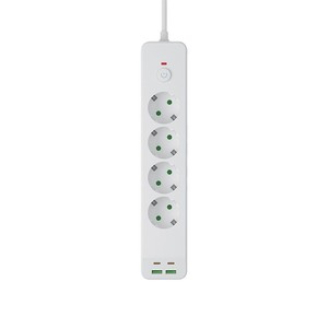 Regleta de alimentación de la UE a precio barato al por mayor, 4 salidas, 2 puertos USB, 2 cargador de escritorio PD tipo C, cable plano de 1,8 M certificado CE - Product Image 1
