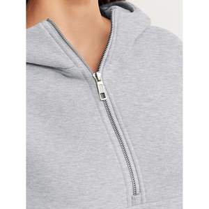 À la mode surdimensionné femmes quart Zip pull sweats automne vêtements avec poches col montant haut court à capuche reine taille - Product Image 5