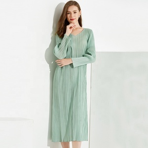 Consegna rapida di buona qualità di alta qualità da donna a manica lunga scollo a V colore alla moda <span class=keywords><strong>eleganti</strong></span> <span class=keywords><strong>abiti</strong></span> taglie forti - Product Image 3