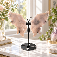 Support de présentation en cristal de 13 cm avec ailes de papillon en agate bleue Sakura, sculpture artisanale en pierre décorative pour la maison et le bureau
