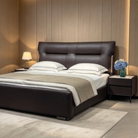 Ensemble de meubles de chambre à coucher modernes, cadre de lit en cuir, tête de lit, sommier à lattes en bois, taille King et Queen, adapté à la maison, à l'appartement et à l'hôtel