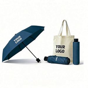 Parapluie pliant manuel en gros avec logo d'entreprise, idéal pour les voyages, parapluie d'extérieur 3 plis en pongé - Product Image 1
