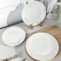 Assiette plate en céramique blanche unie, vaisselle brillante en porcelaine, plat de service alimentaire, plateau pour restaurant, unité de distribution commerciale