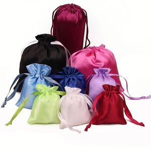 Custom Logo Recyclable Reusable Jewelry <b>Gift</b> Wig Storage and Packaging Silk Pouch Drawstring Satin <b>Bags</b> for Hair Bundles - Product Image 4