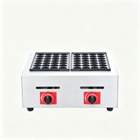 Machine à Takoyaki à gaz en acier inoxydable à deux plaques, modèle commercial, pour boulettes de poisson et petites boulettes de poulpe, de comptoir
