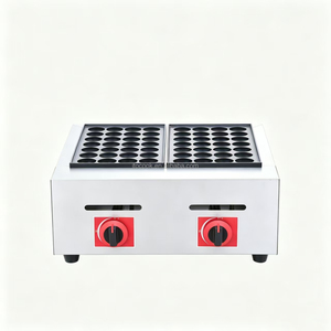 Machine à Takoyaki à gaz en acier inoxydable à deux plaques, modèle commercial, pour boulettes de poisson et petites boulettes de poulpe, de comptoir - Product Image 3