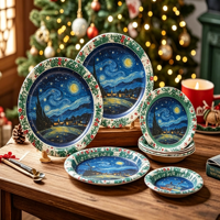 Assiettes carrées jetables de 6 pouces, plateaux à gâteau en carton de 9 pouces