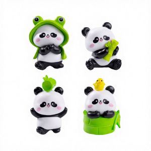 Figurines miniatures en résine 3D Kawaii de animaux de dessin animé (Panda, Grenouille, Canard) pour jardin féerique, jouets, sacs surprises d'Halloween et de Noël, décoration forestière - Product Image 3