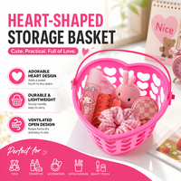 Panier de bain en plastique en forme de cœur pour la Saint-Valentin, évidé, portable, pour rangement et organisation sous la douche