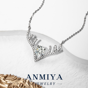 Collier en argent 925 avec pendentif en moissanite en forme de corne de cerf - Bijoux en argent royal pour les femmes qui veulent se sentir <span class=keywords><strong>des</strong></span> <span class=keywords><strong>reines</strong></span> - Product Image 5