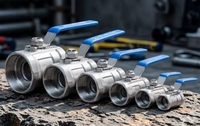 Válvula de Bola de Acero Inoxidable de una Pieza, Conexión Roscada DN15-DN50, Tamaño de Puerto, Operación Manual, Aplicación de Agua a Alta Temperatura